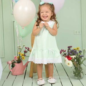 Vestido de Niña Verde Menta en A