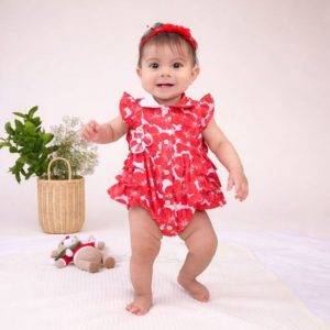 Romper de Niña Boxer Flores Rojas