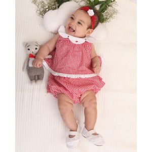 Romper de Niña Cuadros Rojos