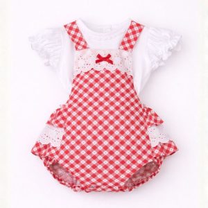 Romper de Niña Cuadros Rojos